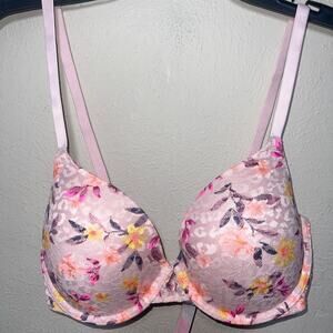 Pink By Victoria's Secret 32DD Wear Everywhere Underwire Lace Bra Rose Pink